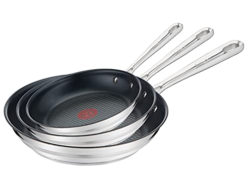 Tefal Jamie Oliver Brushed 3-teiligiges Pfannenset E011S3 | Bestehend aus Pfanne 20 cm (E85602), Pfanne 24 cm (E85604) und Pfanne 28 cm (E85606) | Alle Herdarten, auch Induktion | Edelstahl