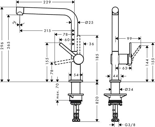 hansgrohe Küchenarmatur Talis M54 (Wasserhahn Küche, 360° schwenkbar, hoher Komfort-Auslauf 270mm, Standardanschlüsse) Chrom - obrazek 5