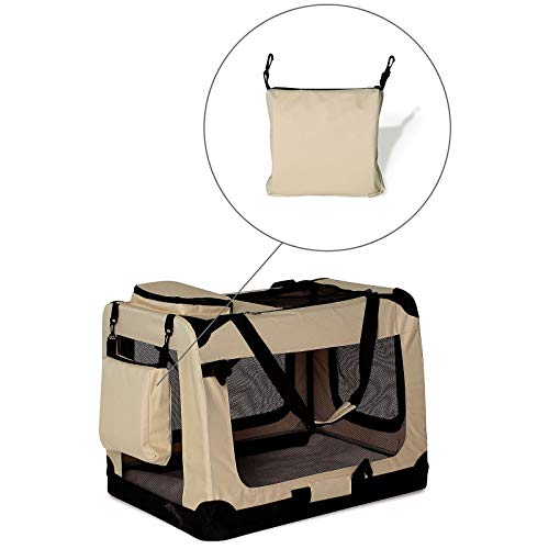 lionto Hundetransportbox Hundetasche Hundebox Faltbare Kleintiertasche Größe XXL Farbe Beige - obrazek 5