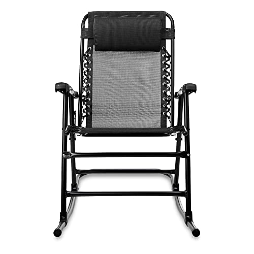 Amazon Basics - składany fotel bujany, czarny. - obrazek 5