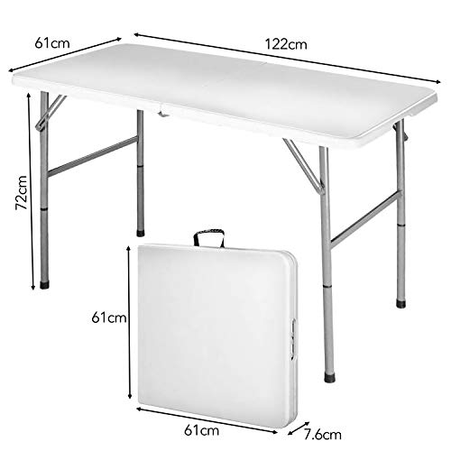 MaxxGarden - Campingtisch Klappbar Mit Griff Zum Tragen - Klapptisch Ideal Als Camping Tisch, Gartentisch, Biertisch & Dj Tisch - Schreibtisch Klappbar belastbar bis 150Kg - (120x60x74cm) - Weiß (S) - obrazek 5
