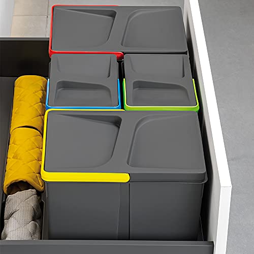 Emuca - Abfallsammler für schublade, Müllbehälter mit zuschneidbaren Basis, Kit aus Eimer mit höhe 266mm mit Basis 90cm - obrazek 4