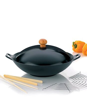 Kela 77943 Wok-Set mit Deckel, Induktionsgeeigent, 36 cm Durchmesser, Wok-Set Asia, 36 x 36 x 10 cm