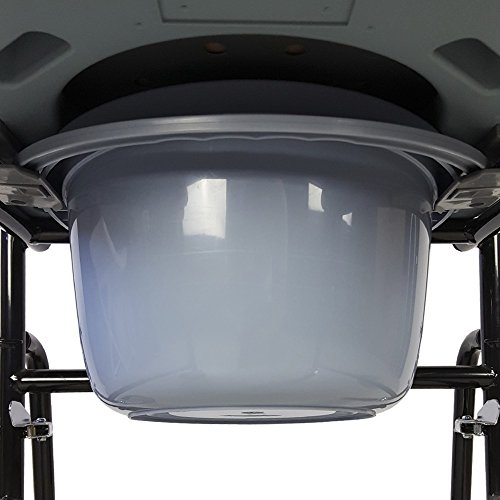 Mobiclinic, Toilettenstuhl mit Rollen, Barco, Europäische Marke, Toilettensitz für Ältere und Behinderte, WC Sitz, Klappbare Armlehnen, Abnehmbare Fußstützen, Mit Deckel, Feststellbremse, Schwarz - obrazek 4