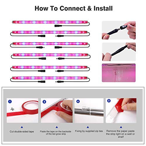 Roleadro LED Pflanzenlampe Pflanzenlicht 60w Pflanzenleuchte mit Timer 3H/6H/12H Heillgkeitsstufen Strip Wachsen licht Wachstumslampe IP65 Pflanzenlichter für Zimmerpflanzen Gartenarbeit Gewächshaus - obrazek 2