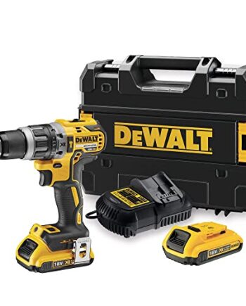DeWalt Akku-Schlagbohrschrauber/ Akkuschrauber (18 Volt, 15-stufiges Drehmomentmodul, 13 mm Schnellspann-Bohrfutter, LED-Arbeitslicht, inklusive Zubehör) DCD796D2