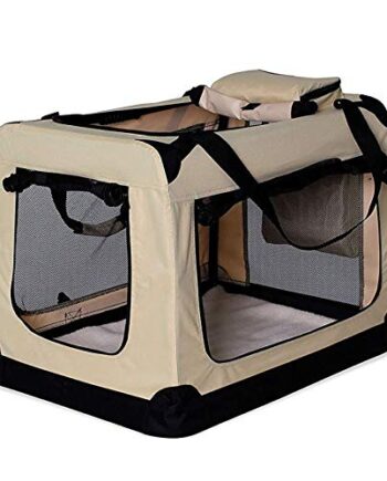 lionto Hundetransportbox Hundetasche Hundebox Faltbare Kleintiertasche Größe XXL Farbe Beige