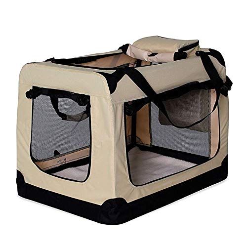 lionto Hundetransportbox Hundetasche Hundebox Faltbare Kleintiertasche Größe XXL Farbe Beige