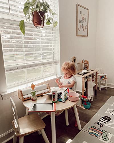 KidKraft 27027 Runder Holztisch mit Aufbewahrungsfach und 2 Stühlen in Naturfarben & Weiß - Kinderzimmermöbel - obrazek 5