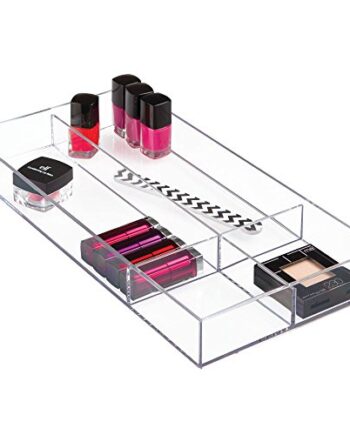 iDesign Kosmetik Organizer, große Schubladenbox für Schminke mit 4 Fächern aus Kunststoff, zur Kosmetik Aufbewahrung, durchsichtig, XXL: 20,3 x 5,1 x 40,6 cm