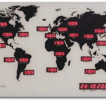 NeXtime 2897 Weltzeituhr, Metall und Kunststoff, Schwarz, 55 x 36 x 4 cm