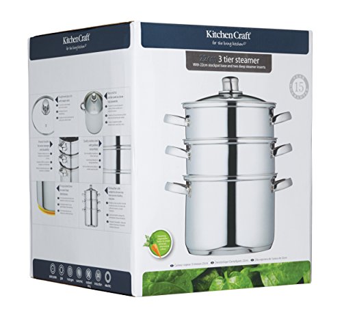 KitchenCraft Zestaw 3 garnków, parowar/garnek do zupy, 3-stopniowy, z - obrazek 3
