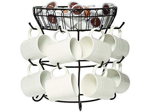 Mikasa Gourmet Basics by Mikasa Band and Stripe 6 Becherbaum mit Korb unten antik Französische Landschaft, Antik-Schwarz, 14.75-Inch - obrazek 3