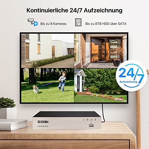 ZOSI 5MP PoE Außen Überwachungskamera Set 8CH 5MP 1TB HDD NVR Plus 4X 5MP Videoüberwachung IP PoE Kamera Set 36M IR Nachtsicht - obrazek 10
