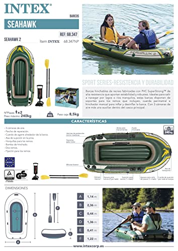 Intex Seahawk 2 Ponton, Wielokolorowy, 236 x 114 x 41 cm - obrazek 2