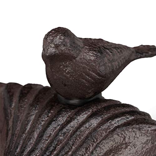Relaxdays Vogeltränke Gusseisen, Gartendeko antikes Design, Vogelfutterstelle stehend, Wasserschale für Wildvögel, Braun/Bronze/Kupfer, 24.5 x 22 x 18 cm - obrazek 3