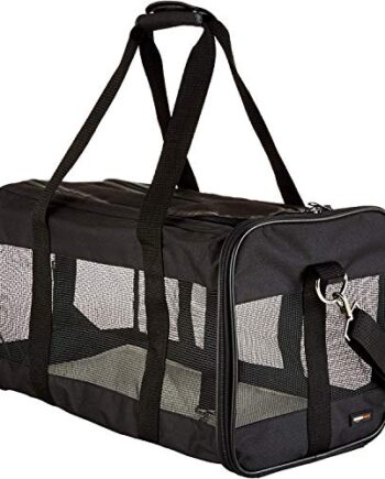 Amazon Basics Miękki transporter dla zwierząt z siateczką, duży, czarn