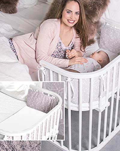 babybay Maxi extra großes Beistellbett aus massivem Buchenholz / Kinderbett Höhe stufenlos verstellbar & umweltfreundlich / mitwachsendes Babybett (weiß lackiert) - obrazek 29