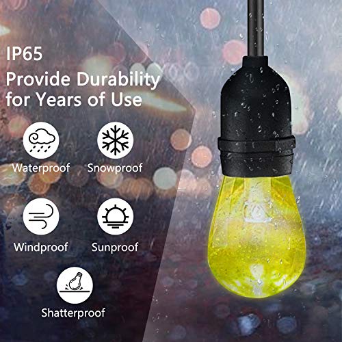 BRTLX Bunt LED S14 Lichterkette Glühbirne Aussen,IP65 Wasserdicht,15M RGBW Lichterkette Garten mit 16 LED Bruchsichere Birnen E27 und Fernbedienung für Hochzeit Party Weihnachten Café (1 Ersatzlampen) - obrazek 7