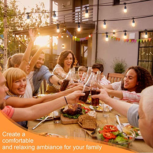 BRTLX Bunt LED S14 Lichterkette Glühbirne Aussen,IP65 Wasserdicht,15M RGBW Lichterkette Garten mit 16 LED Bruchsichere Birnen E27 und Fernbedienung für Hochzeit Party Weihnachten Café (1 Ersatzlampen) - obrazek 2