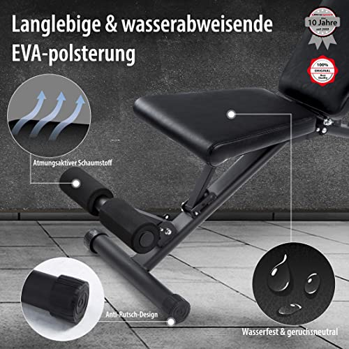 Ultrasport Universal-Hantelbank, Trainingsbank klappbar und belastbar bis 500 kg, vielseitig zuhause einsetzbar als Fitnessbank oder Bauchmuskeltrainer und bei Nichtgebrauch schmal zusammenklappbar - obrazek 5