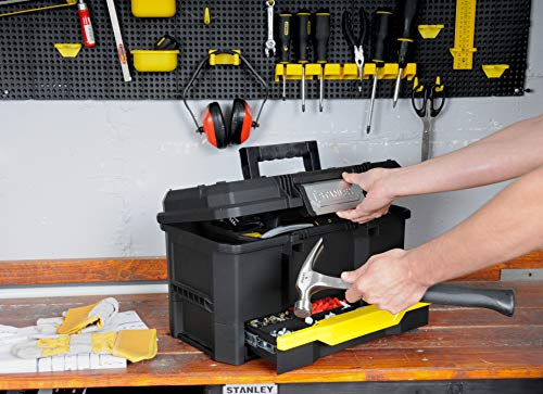Stanley Werkzeugkiste leer aus Kunststoff 1-70-316 – Werkzeugkoffer mit integrierter Schublade für Kleinteile – Maße: 48.1 x 27.9 x 28.7 cm - obrazek 4