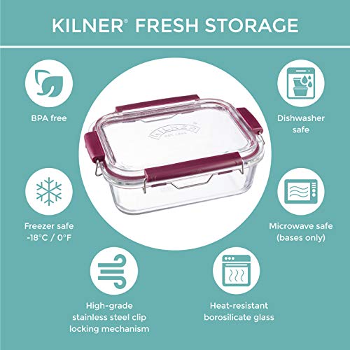 Frischhaltedose aus Borosilikatglas mit auslaufsicherem Clipverschluss-System, BPA-frei, backofen- und mikrowellenfest, 750 ml, Maße: 17,5 x 17,5 x 8,5 cm - obrazek 2