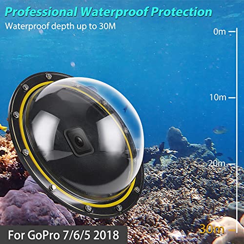 Sjpzwcrl Für GoPro Dome Port, für Gopro Hero 7 6 5 2018 Black Dome GoPro Zubehör Unterwasser Dome Objektivdeckel Wasserdichter Gehäusekoffer Tauchen Superanzug mit Pistolenabzug für Actionkamera - obrazek 8
