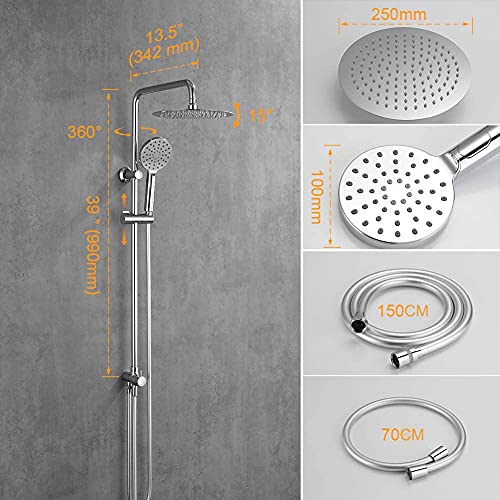 GRIFEMA COLUMNAS-G7005 | Duschsystem ohne Armatur, Brauseschlauch, Handbrause, Brausehalter, Duschstange, Duscharm, Überkopfbrause | Brauseset, Die Wandmontage, Chrom - obrazek 8