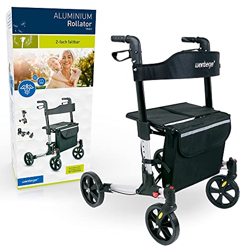 WEINBERGER leichter klappbarer Alu-Rollator all-Inclusive mit Tasche S