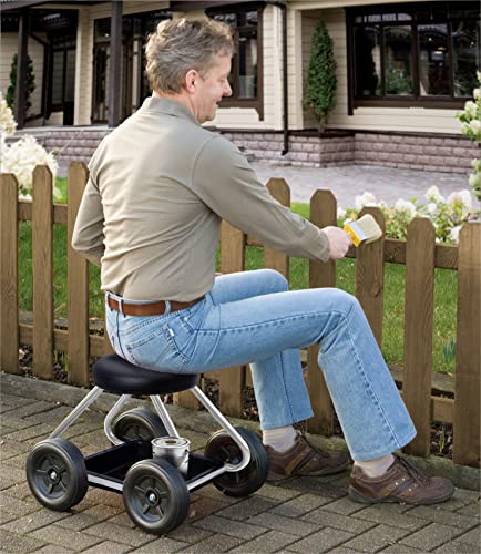 Maximex Rollsitz Secura, 52 x 40 x 41 cm, Gartenarbeit im Sitzen, rollbarer Gartensitz, stabil und leicht, praktische Ablage - obrazek 3