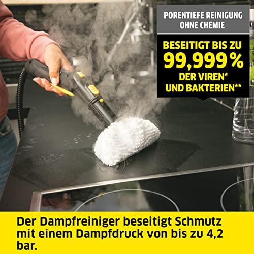 Kärcher Dampfreiniger SC 5 EasyFix mit Heißwasser-Zuschaltung, Dampfdruck: 4,2 bar, Aufheizzeit: 3 min., Fläche: ca. 150 m², Tank: 0,5 l + 1,5 l, inkl. Bodenreinigungsset EasyFix und Düsen - obrazek 7