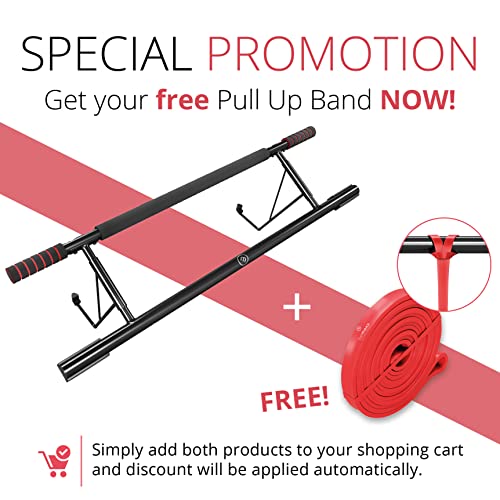 BeMaxx Klimmzugstange für Türrahmen ohne Schrauben/Bohren + Trainings-eBook - Profi Türreck Pull Up Dip Bar, gepolsterte Griffe | Klimmzug Stange zum Einhängen in Tür Zuhause, Fitness Workout Sport - obrazek 6