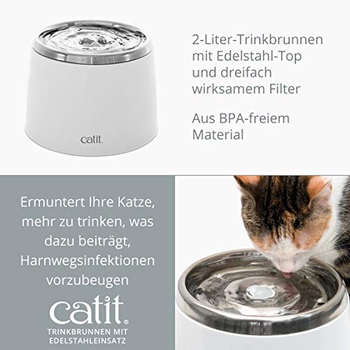 Catit Trinkbrunnen, für Katzen, mit Edelstahleinsatz, 2L, weiß - obrazek 8