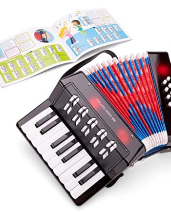 New Classic Toys - 10057 - Musikinstrument - Großes Akkordeon mit Musikbuch - Schwarz/Rot