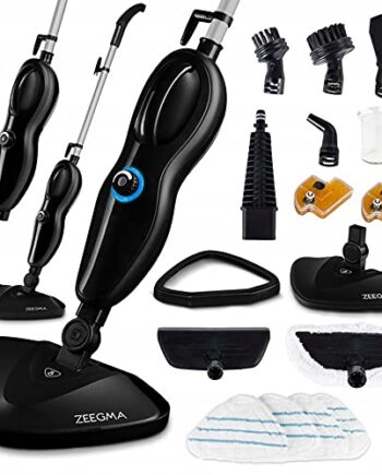 ZEEGMA PUUR Dampfreiniger, chemikalienfreie Reinigung, einsatzbereit in 25 Sekunden, 7 verschiedene Aufsätze, 2 Wasserfilter, 5m Kabellänge, Leistung 1500 W