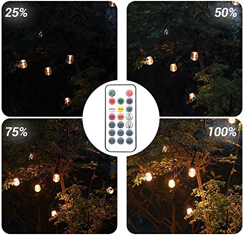 BRTLX Bunt LED S14 Lichterkette Glühbirne Aussen,IP65 Wasserdicht,15M RGBW Lichterkette Garten mit 16 LED Bruchsichere Birnen E27 und Fernbedienung für Hochzeit Party Weihnachten Café (1 Ersatzlampen) - obrazek 5