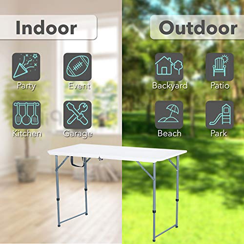 MaxxGarden - Campingtisch Klappbar Mit Griff Zum Tragen - Klapptisch Ideal Als Camping Tisch, Gartentisch, Biertisch & Dj Tisch - Schreibtisch Klappbar belastbar bis 150Kg - (120x60x74cm) - Weiß (S) - obrazek 2