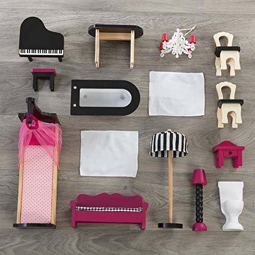 KidKraft 65093 Amelia Puppenhaus aus Holz mit Möbeln und Zubehör, Spielset mit drei Spielebenen für 30 cm große Puppen - obrazek 5