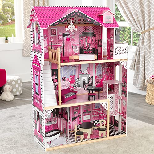KidKraft 65093 Amelia Puppenhaus aus Holz mit Möbeln und Zubehör, Spielset mit drei Spielebenen für 30 cm große Puppen - obrazek 8