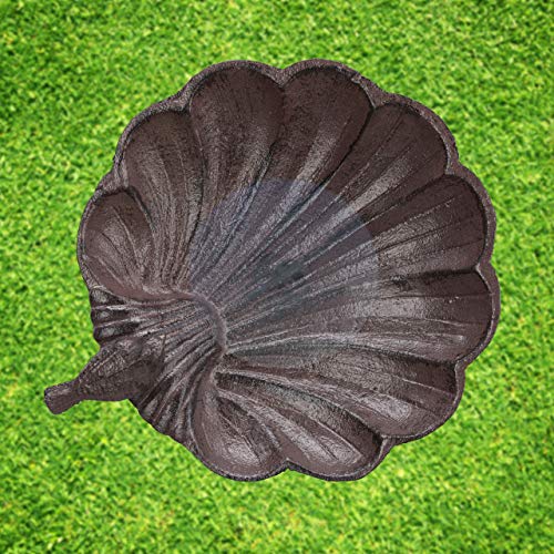 Relaxdays Vogeltränke Gusseisen, Gartendeko antikes Design, Vogelfutterstelle stehend, Wasserschale für Wildvögel, Braun/Bronze/Kupfer, 24.5 x 22 x 18 cm - obrazek 7