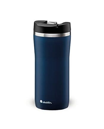Aladdin Barista Mocca Thermavac Leak-Lock Stainless Steel Mug 0.35L Navy Blue – Leakproof-Double Wall Vacuum Insulated Cup-Keeps Hot for 3 Hours-BPA-Free-Dishwasher Safe, 0.35 L, 10-09363-015