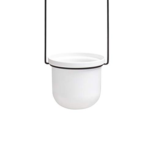 Umbra Triflora Vase, Hängeblumentopf, Wandvase, Blumenampel für Wand-und Deckenanbrinung, Melamin, Metall, 3 Töpfe, Weiss/Schwarz, 3er-Set - obrazek 4