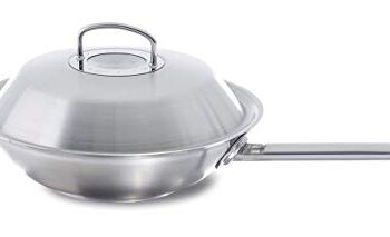 Fissler Original-Profi Collection / Edelstahl-Wok (Ø 30 cm) Stielwok unbeschichtet, Asiapfanne mit Metall-Deckel, alle Herdarten - auch Induktion