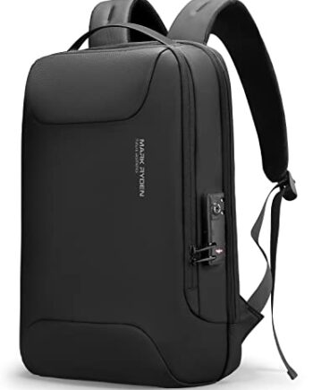 Muzee MARK RYDEN plecak męski na laptopa o przekątnej ekranu 15 6"  wąski plecak biznesowy  odporny na działanie wody  czarny  z kieszenią na laptopa  port ładowania USB  dobry do pracy  w podróży  plecak miejski  czarny  M