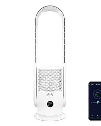 djive ARC Casual 2w1 bezwirnikowy wentylator i oczyszczacz powietrza cichy filtr HEPA 14 & UVC przeciwko kurzu wirusów aplikacja Smart Home Alexa & Google Home dla alergików Clean White