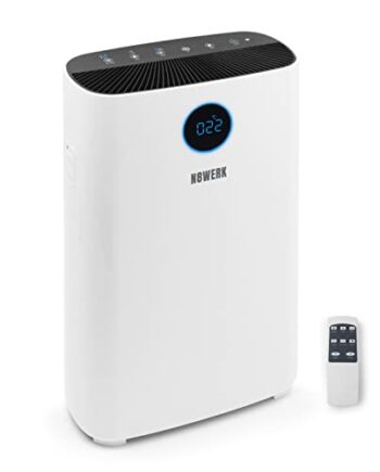 N8WERK Oczyszczacz powietrza z 6-krotnym systemem filtracji | Filtr H14 | Pyłki  kurz  bakterie | App control | Łącznie z lampą UVC | Pomieszczenie 50/80/110 m (Wielkość pomieszczenia do 110m²)