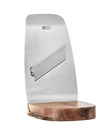 AdHoc GG12 Gourmet-Hobel für Käse und Gemüse mit Holzständer TUFO, Edelstahl/Akazienholz