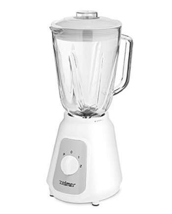 Zelmer ZSB4707 - Blender kielichowy z dzbankiem 1,50L, Mikser stojący, Wysokiej klasy blender o mocy 500W, odpowiedni do kruszenia lodu i koktajli, Funkcja Plus, 4 ostrzy ze stali nierdzewnej, Biały.
