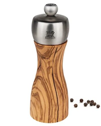 Peugeot Pfeffermühle Fidji 15 cm Natur I Hochwertige Pfeffermühle manuell aus PEFC-zertifiziertem Olivenholz I Mit individueller Einstellung des Mahlgrades I Küchenzubehör I Hergestellt in Frankreich